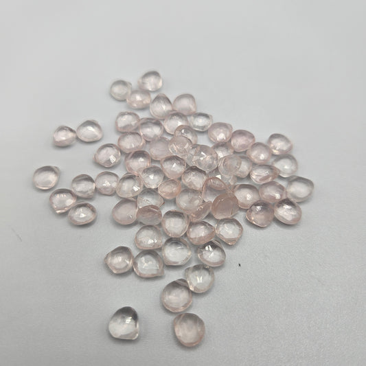 6mm faceted rose quartz top drill single bead.