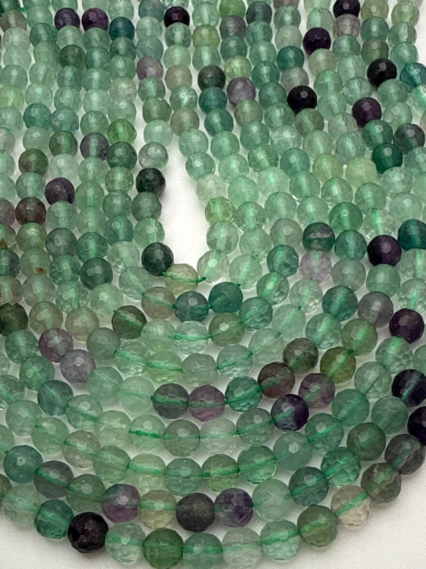 6mm Fluorite Faceted Round Beads