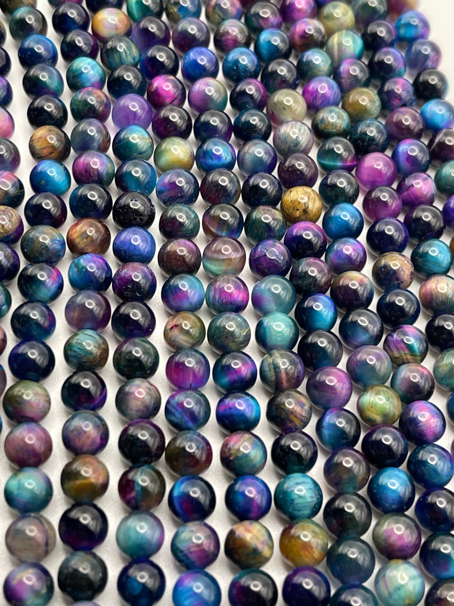 6mm Galaxy Tigers Eye Round Bead Strand.
