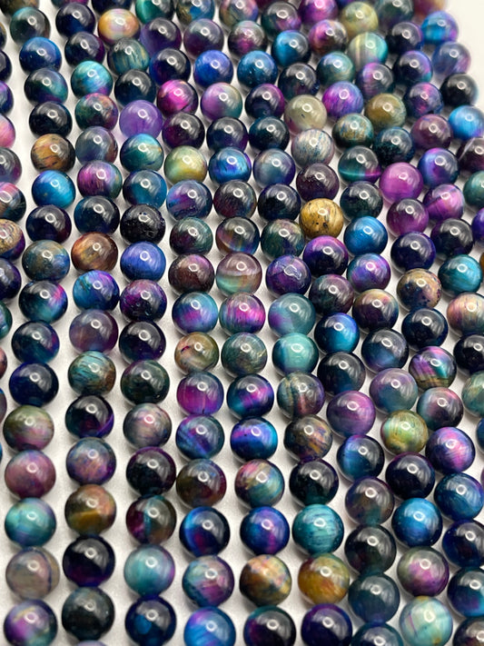 6mm Galaxy Tigers Eye Round Bead Strand.