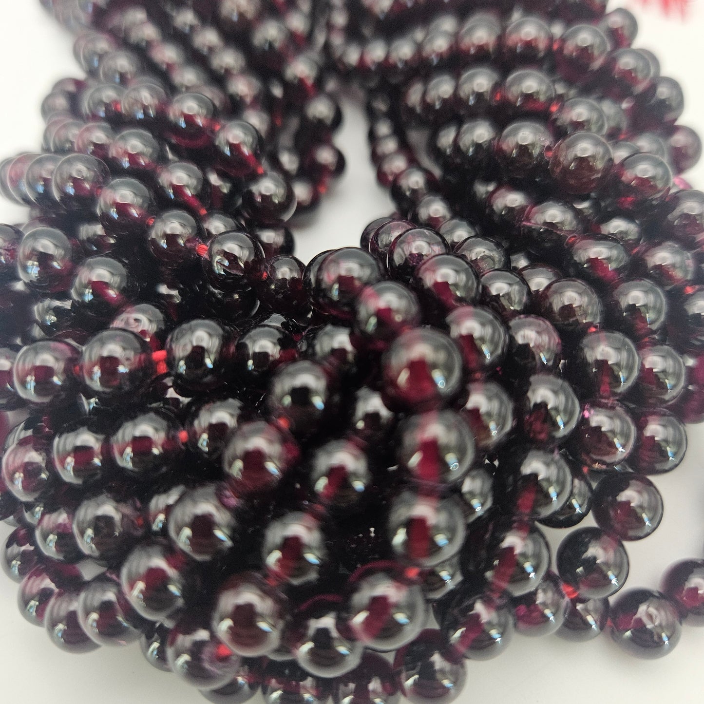 6mm Garnet Round Bead Strand.