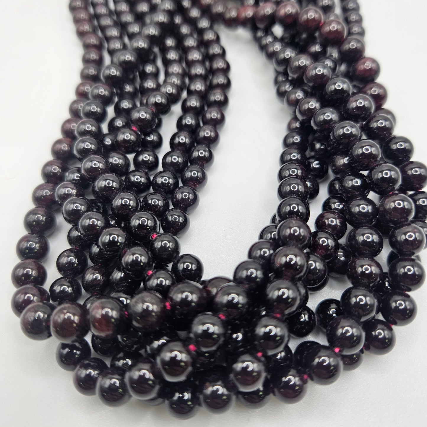 6mm Garnet Round Bead Strand.