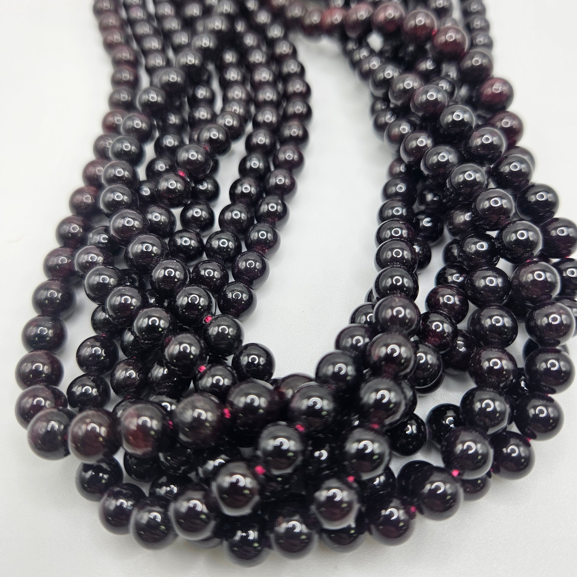 6mm Garnet Round Bead Strand.