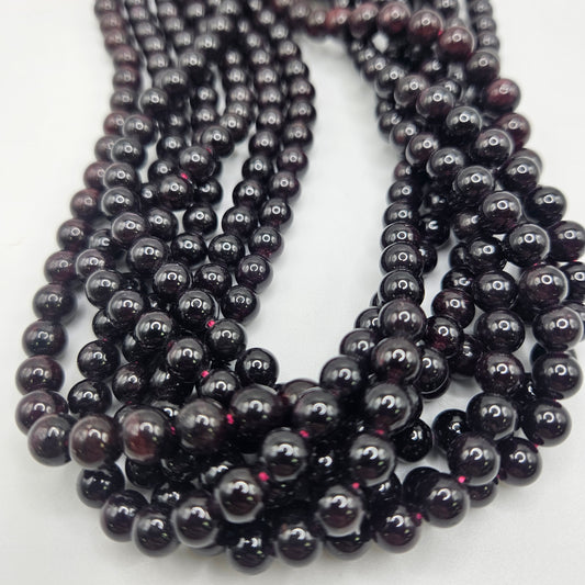 6mm Garnet Round Bead Strand.