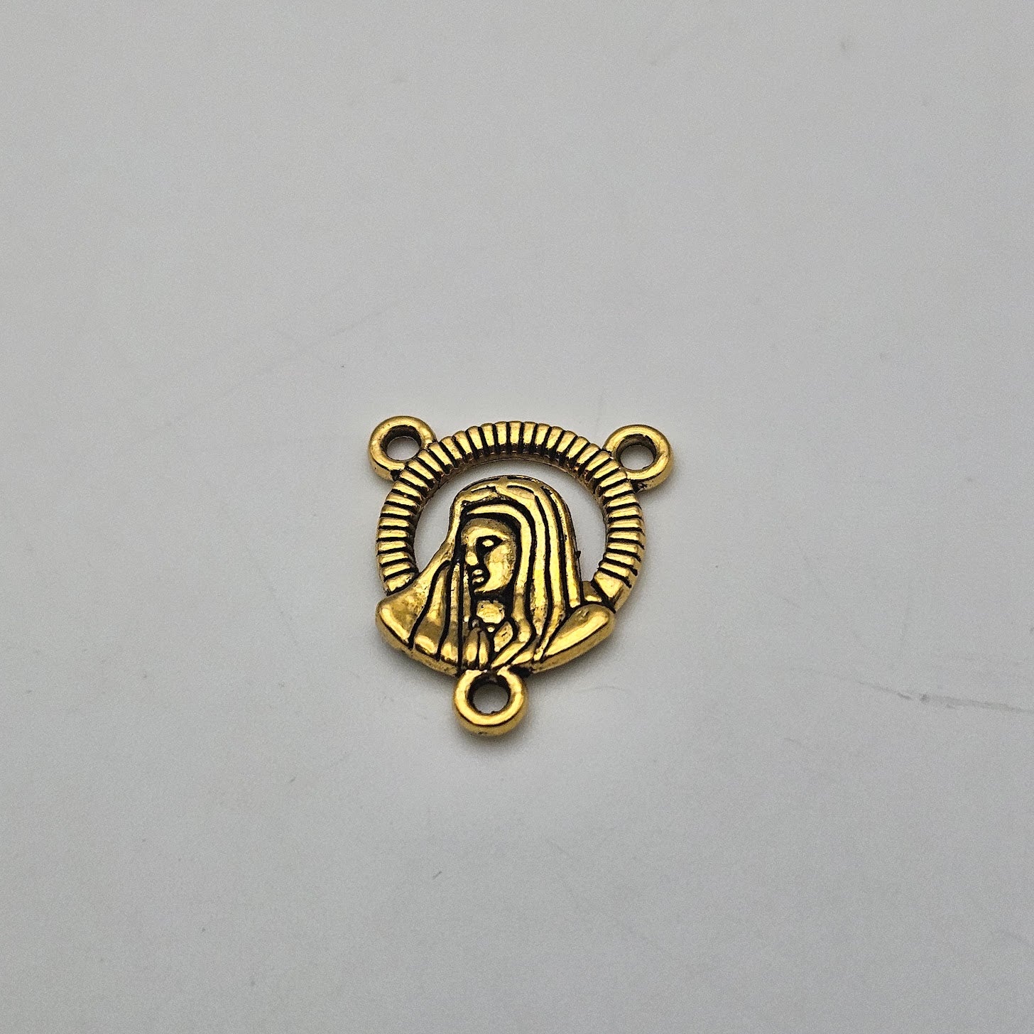 6mm Gold Colored Pewter Open Rosary Connector.