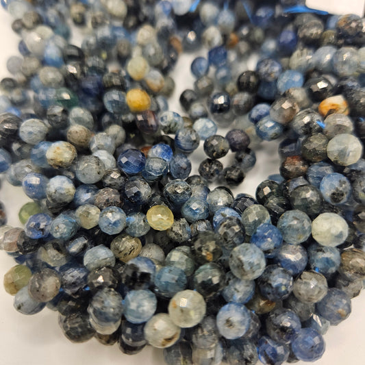 6mm Kyanite Faceted Top Drill Bead Strand.