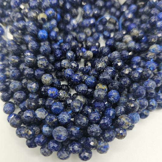 6mm Lapis Lazuli Faceted Top Drill Bead Strand.
