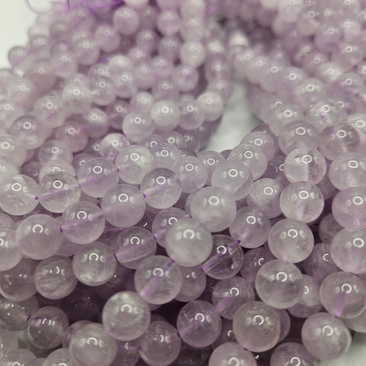 6mm Lavender Amethyst Smooth Bead Strand.