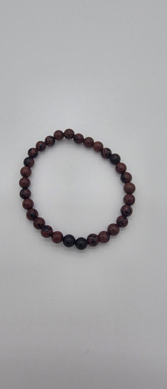 6mm Mahogany Obsidian Stretch Bracelet.