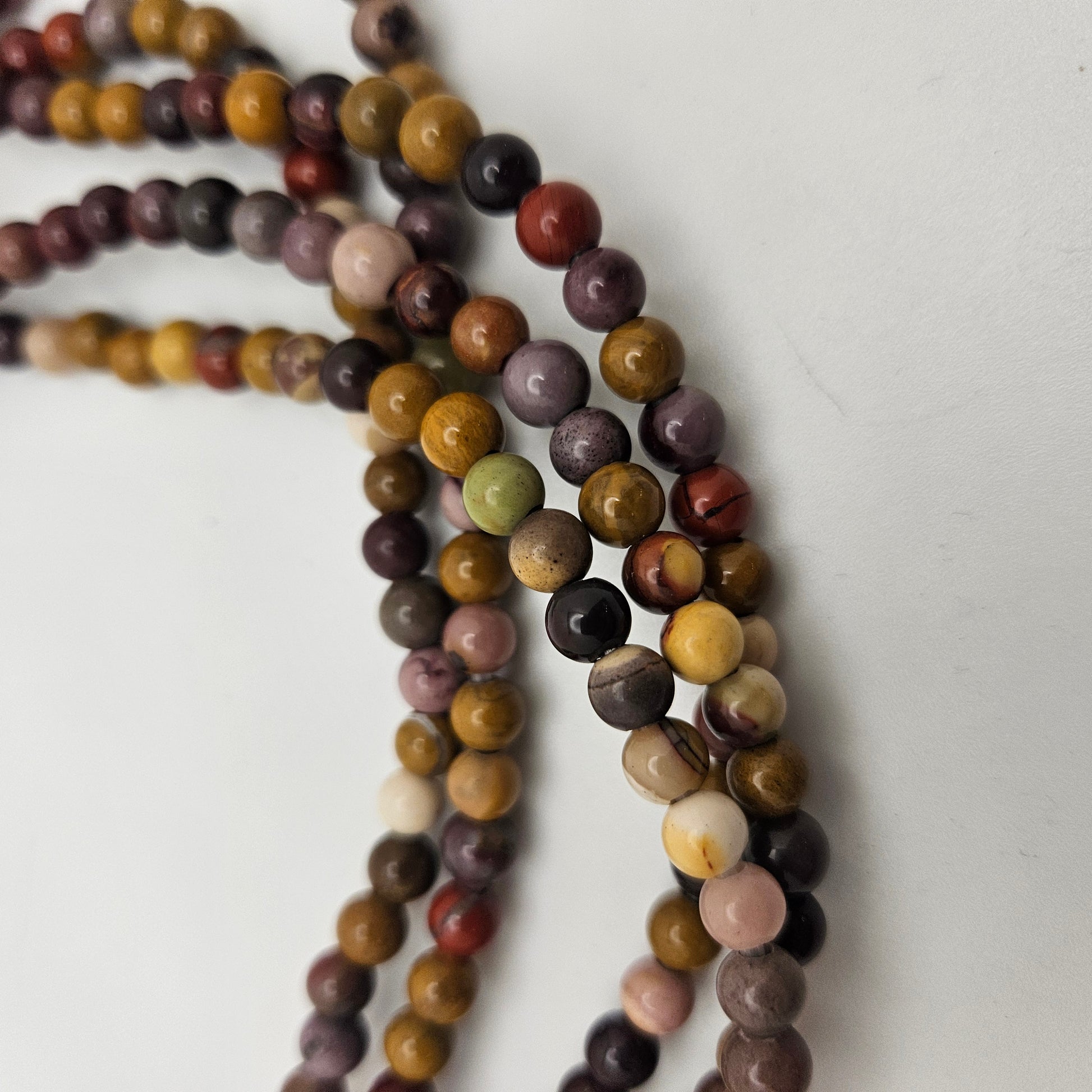 6mm Mookaite Jasper Large Hole Round Bead Strand.