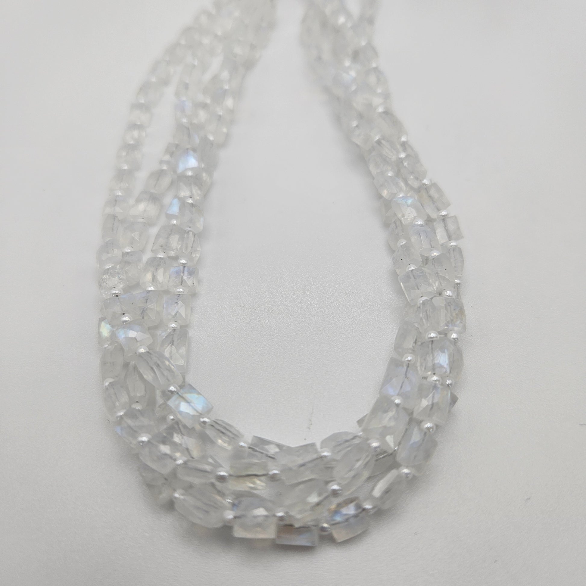 6mm Moonstone Faceted Square Bead Strand.