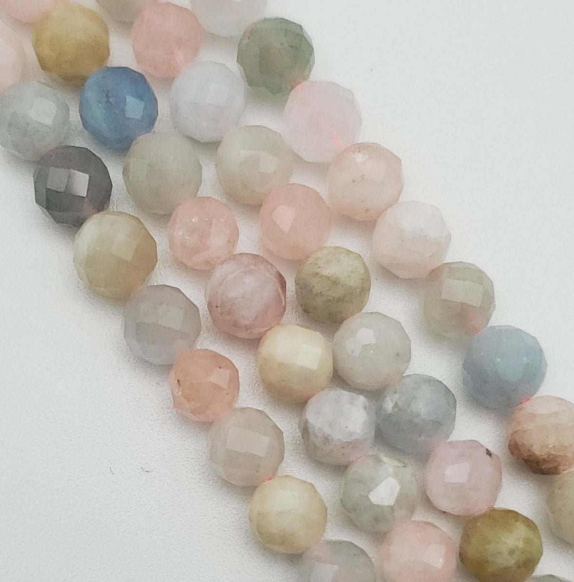 6mm Morganite Faceted Bead Strand.