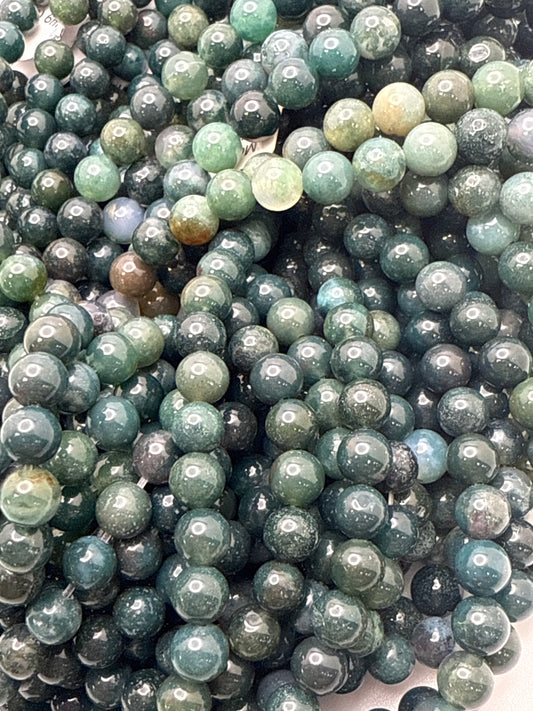 6mm Moss Agate Round Beads.
