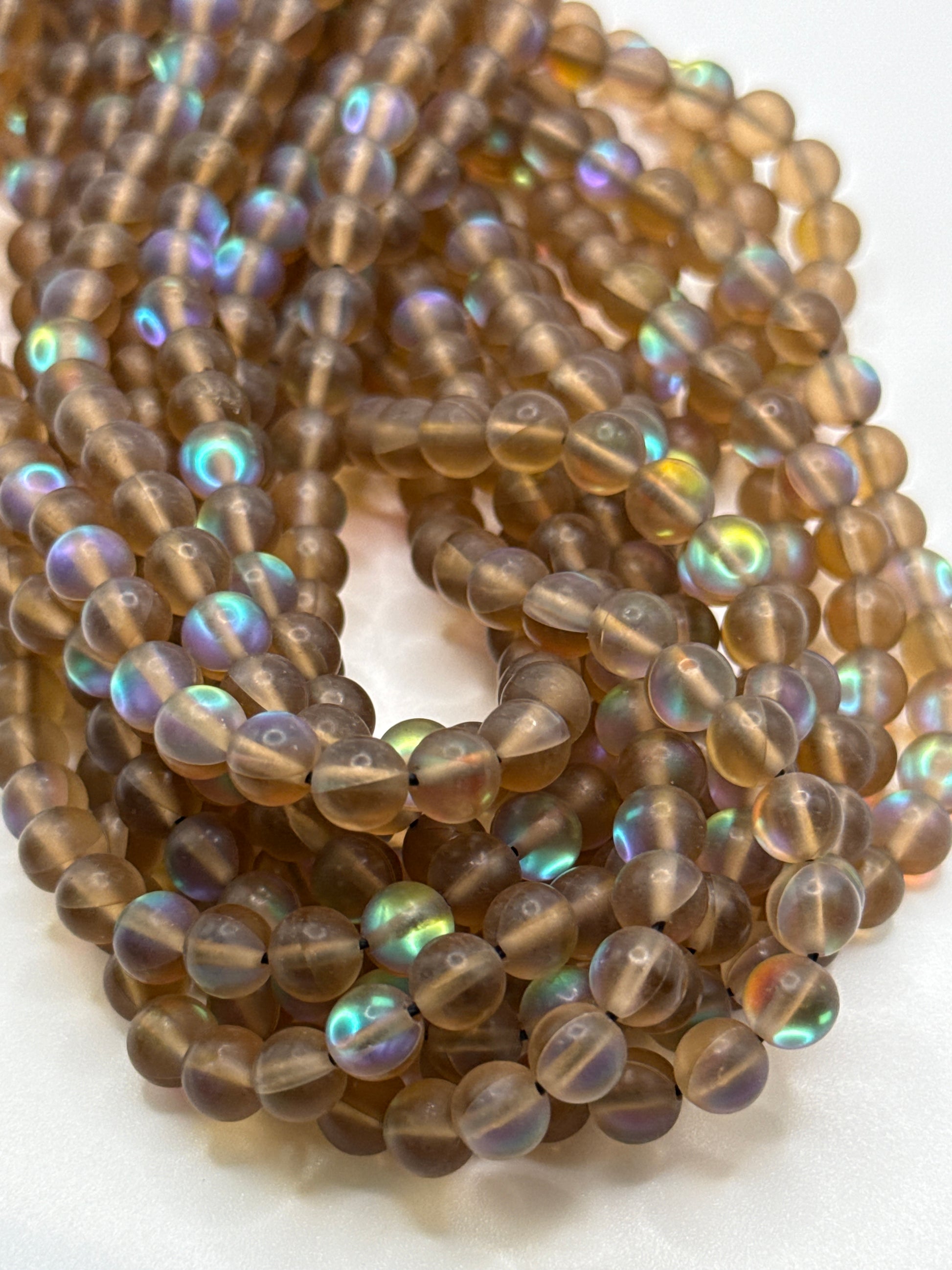 6mm Mystic Aura Bronze Mermaid Glass.