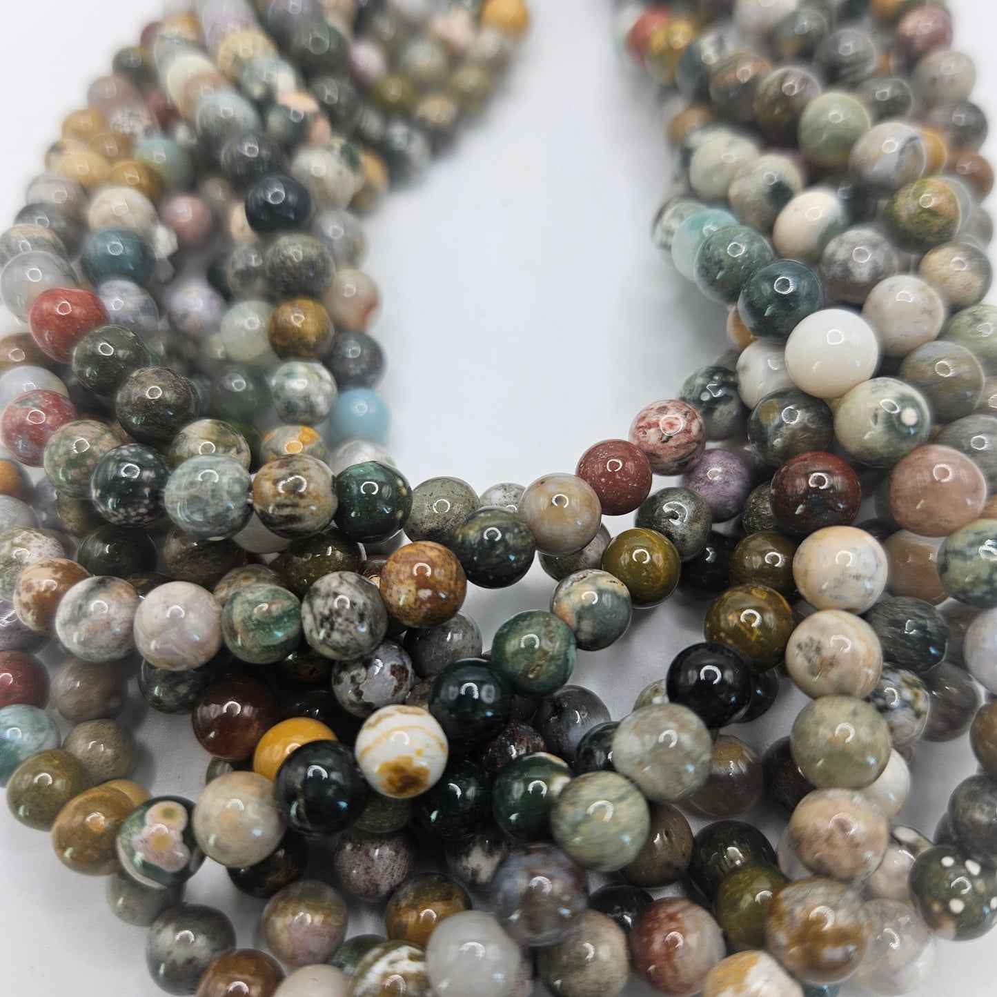 6mm ocean jasper round bead strand.