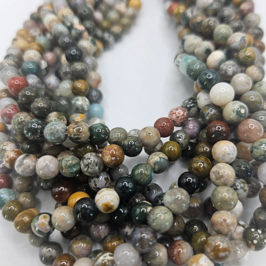6mm ocean jasper round bead strand.
