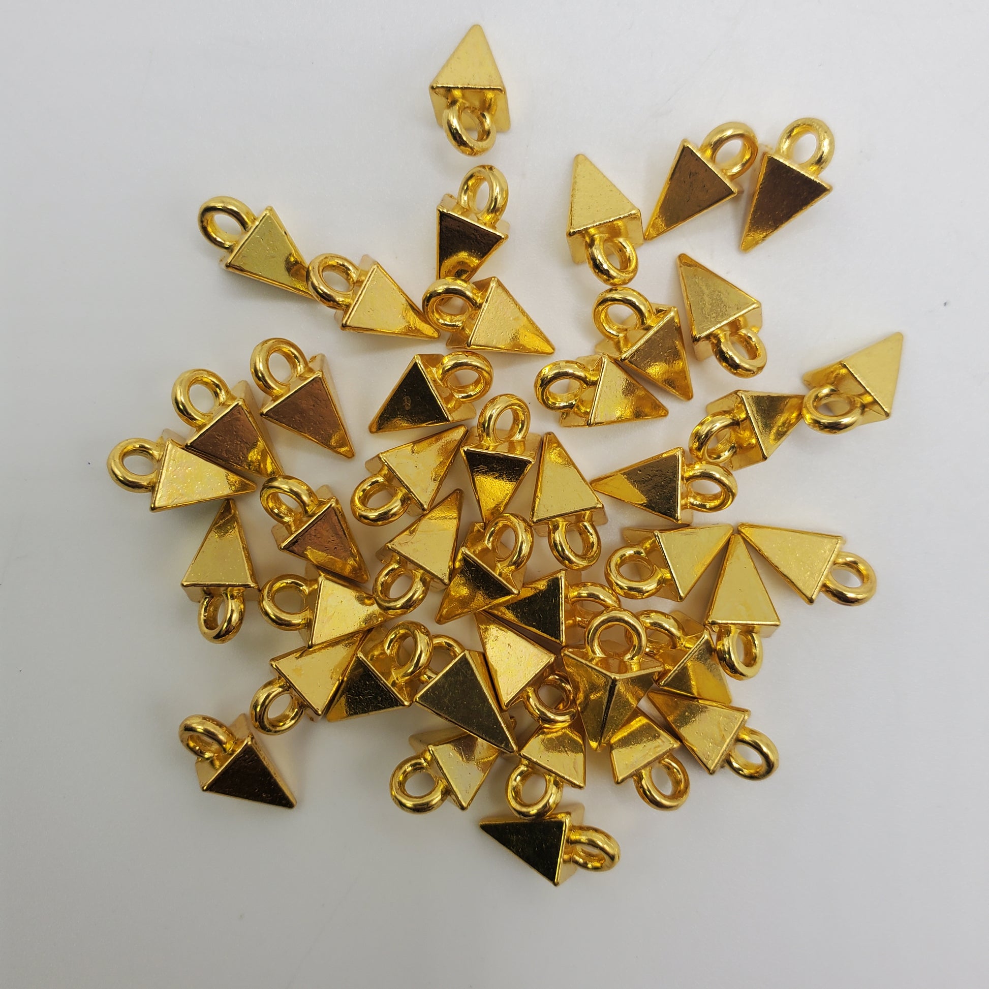 6mm Pewter Gold Pyramid Charm.
