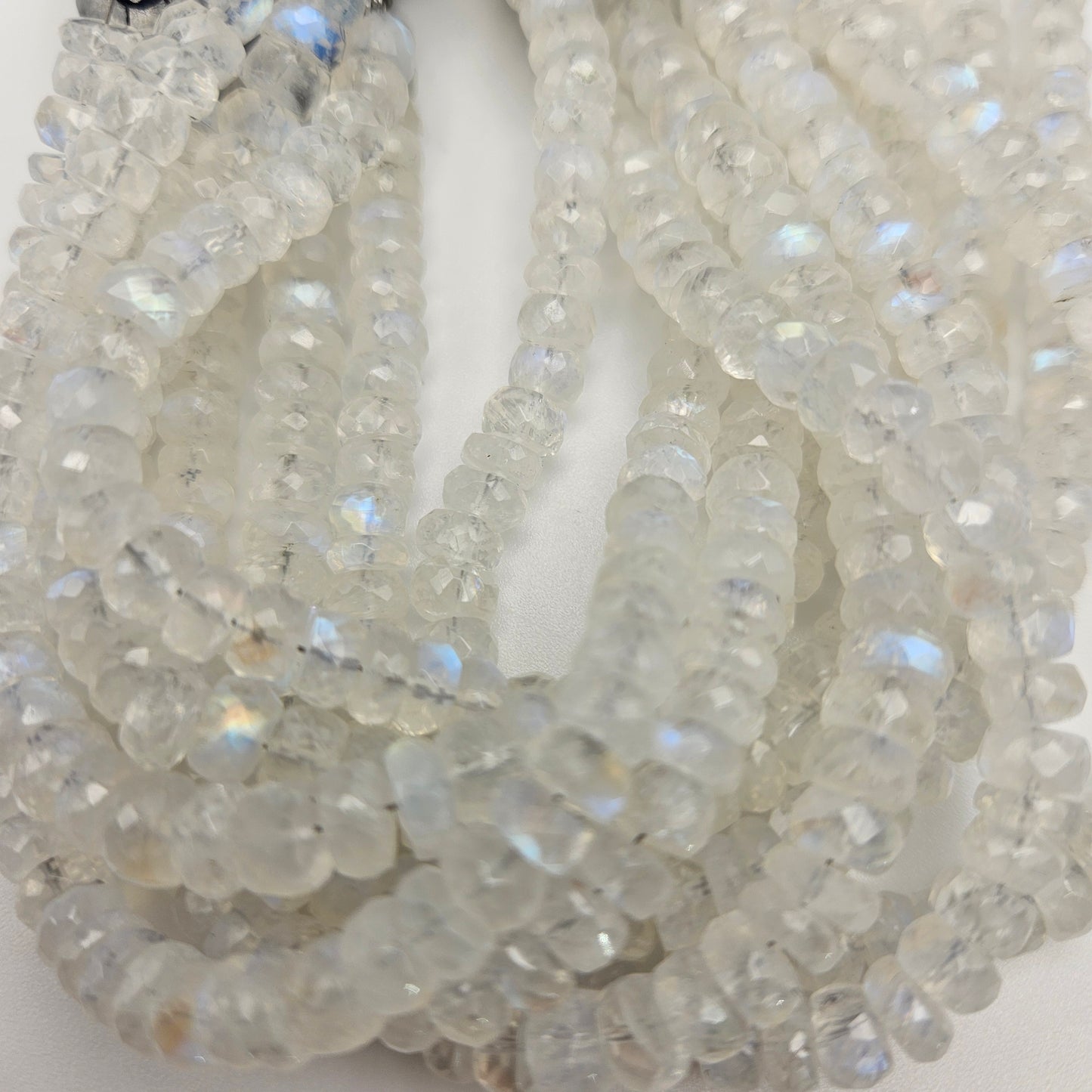 6mm Rainbow Moonstone Faceted Rondelle Bead Strand.