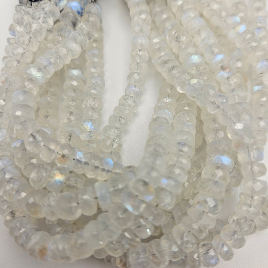 6mm Rainbow Moonstone Faceted Rondelle Bead Strand.