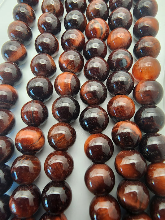 6mm Red Tiger's Eye Round Bead Strand.