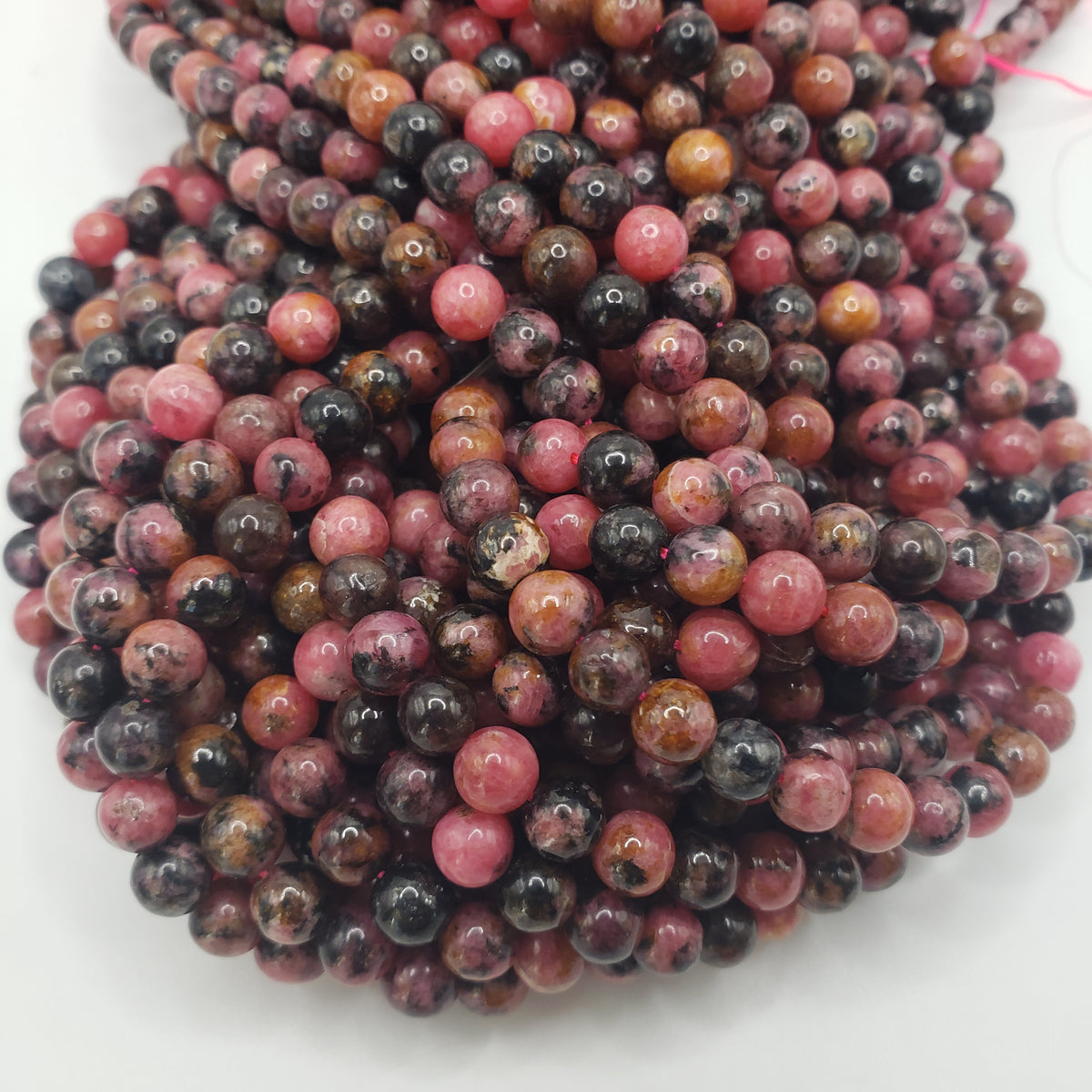6mm Rhodocrosite Round Peru Bead Strand.