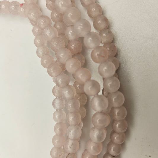 6mm Rose Quartz Large Hole Round Bead Strand.