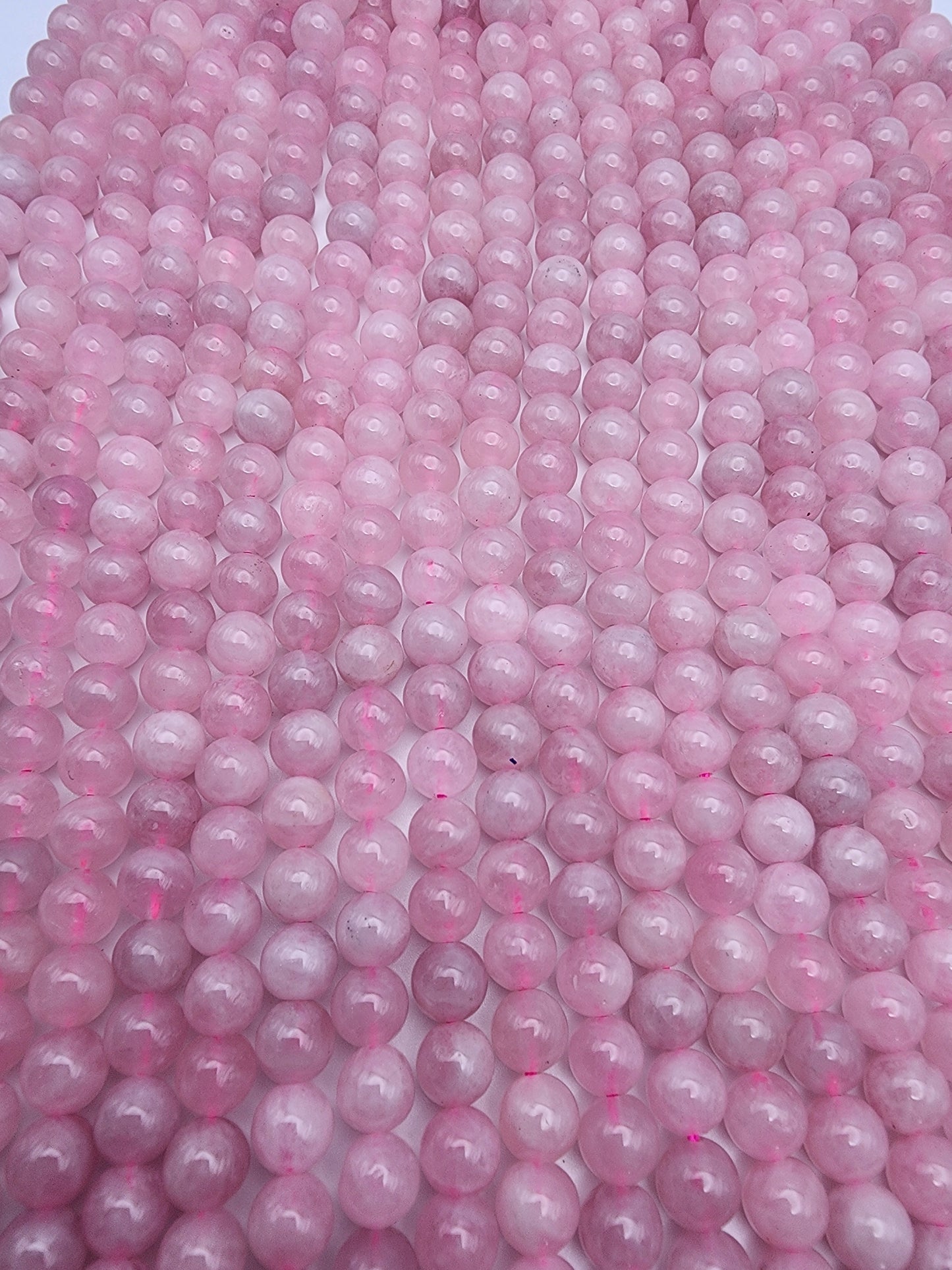 6mm Rose Quartz Madagascar Quartz Round Bead Strand.
