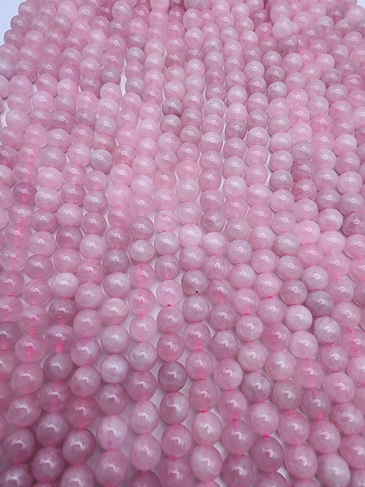6mm Rose Quartz Madagascar Quartz Round Bead Strand.