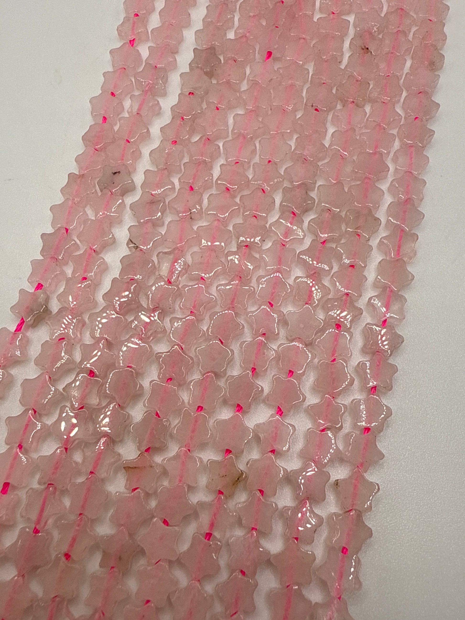 6mm Rose Quartz Star Beads.