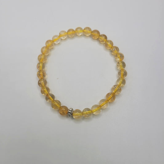 6mm Smooth Round Citrine Stretch Bracelet.