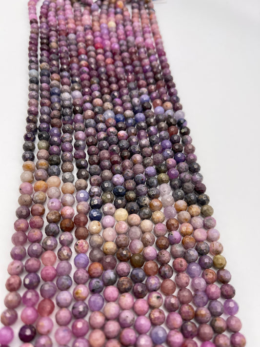 6mm Ruby Faceted Round Natural Bead Strand.