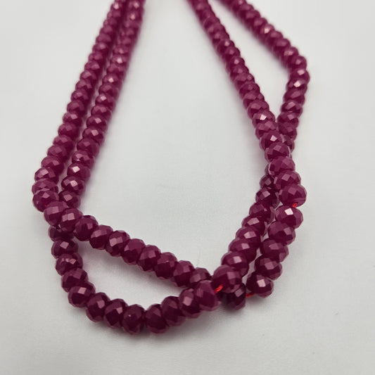 6mm Ruby Rondelle Faceted Color Enhanced Bead Strand.