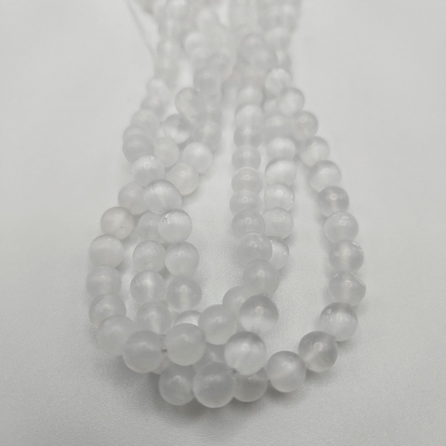 6mm Selenite Round Bead Strand.
