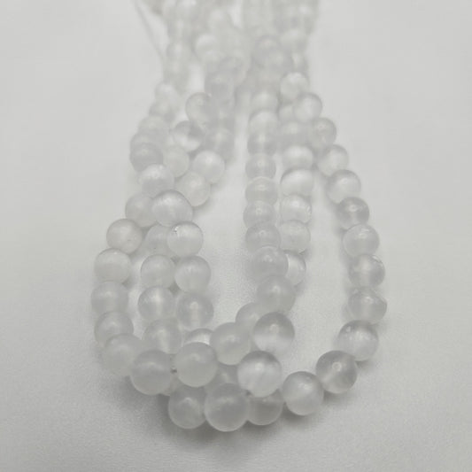 6mm Selenite Round Bead Strand.
