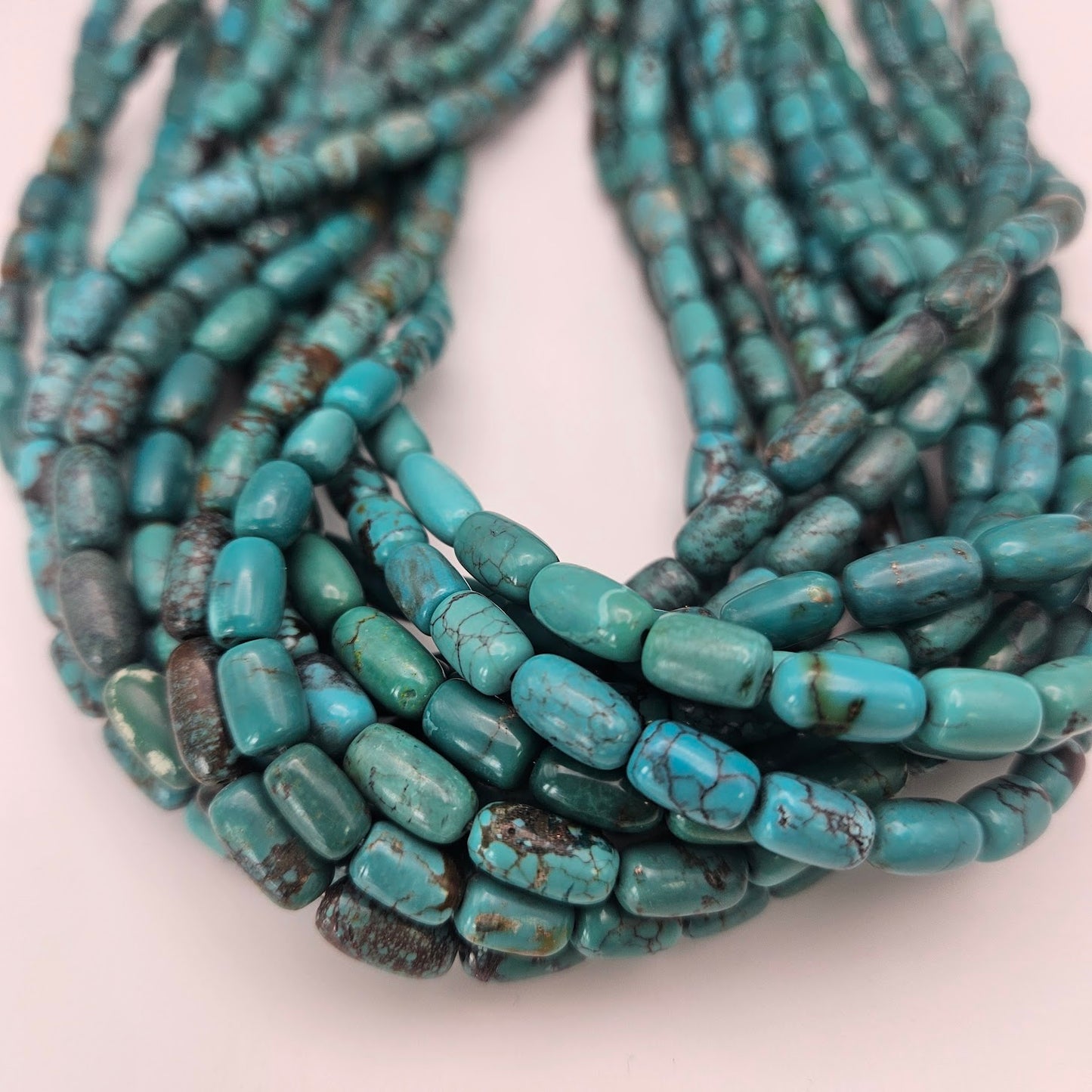 6mm Smooth Tube Turquoise Bead.