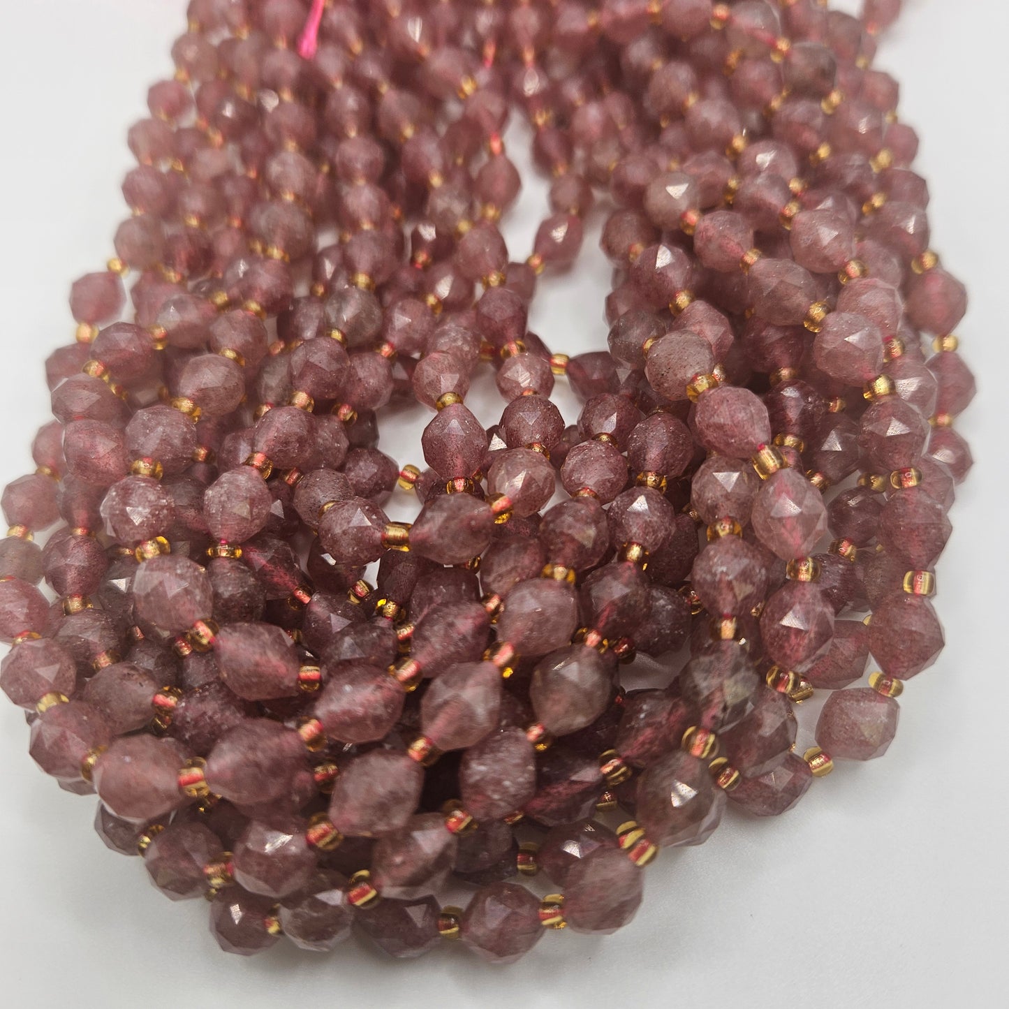 6mm Strawberry Quartz Faceted Oval Bead Strand.