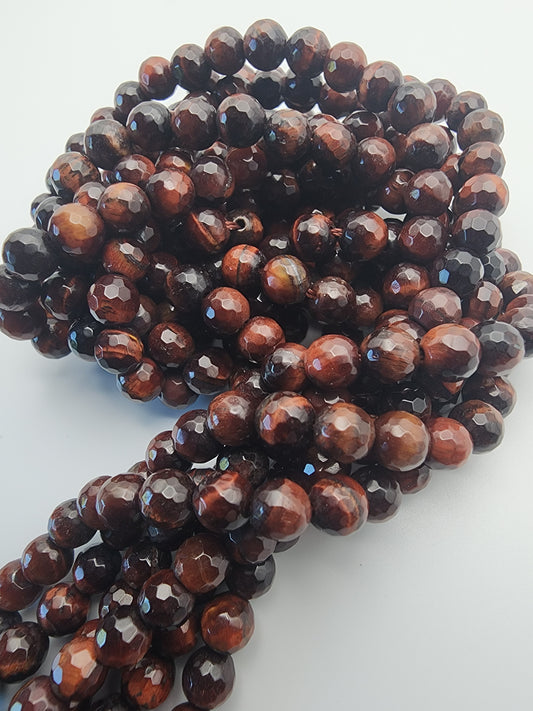 6mm Tiger's Eye Faceted Bead Strand.