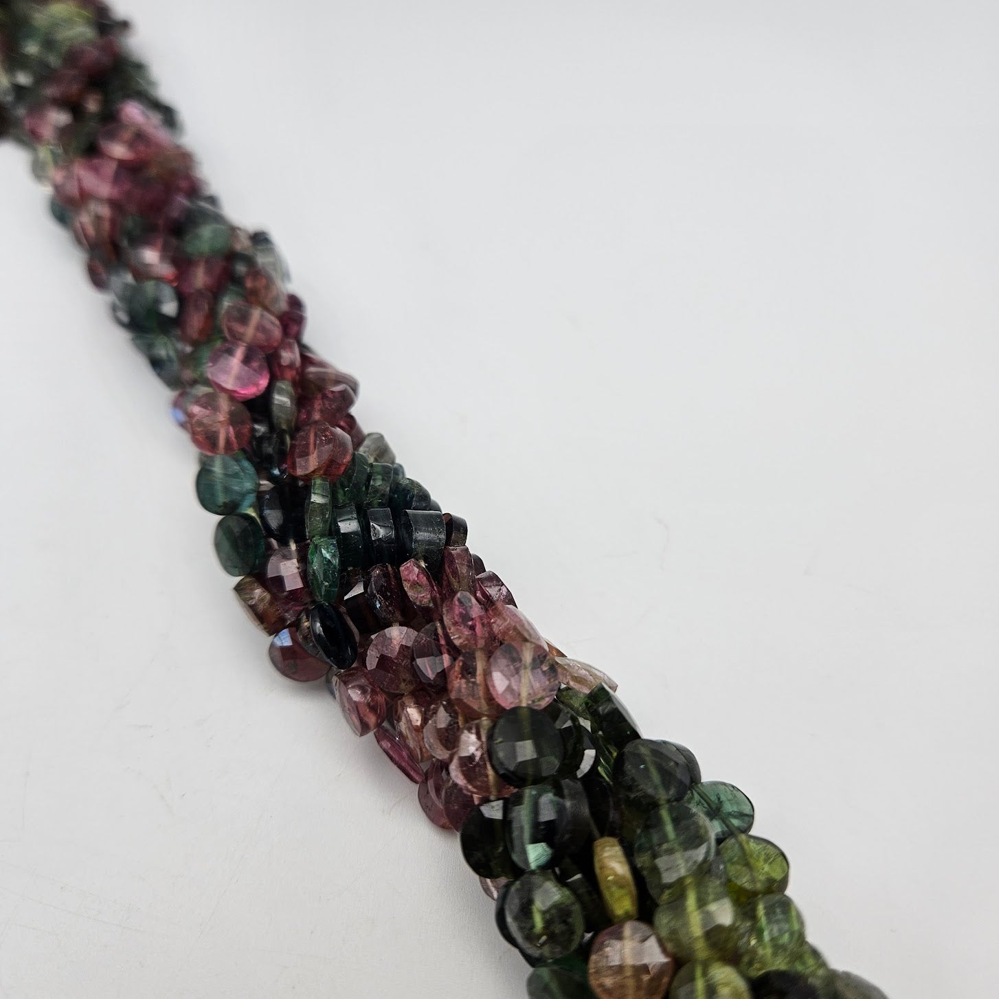 6mm Tourmaline Coin Faceted Bead Strand.