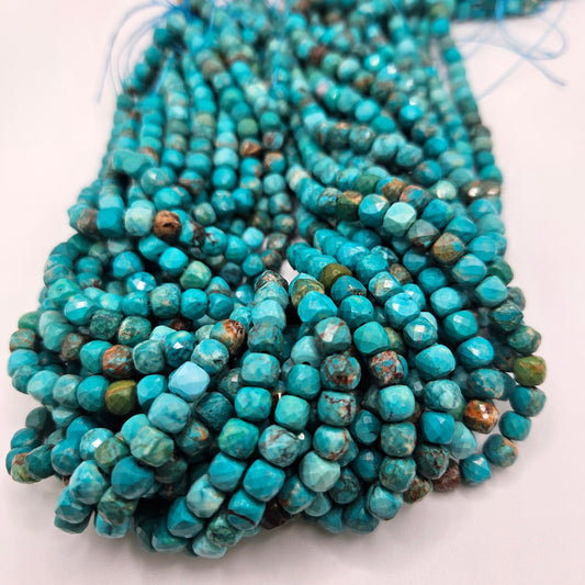 6mm Turquoise Cube Bead Strand.
