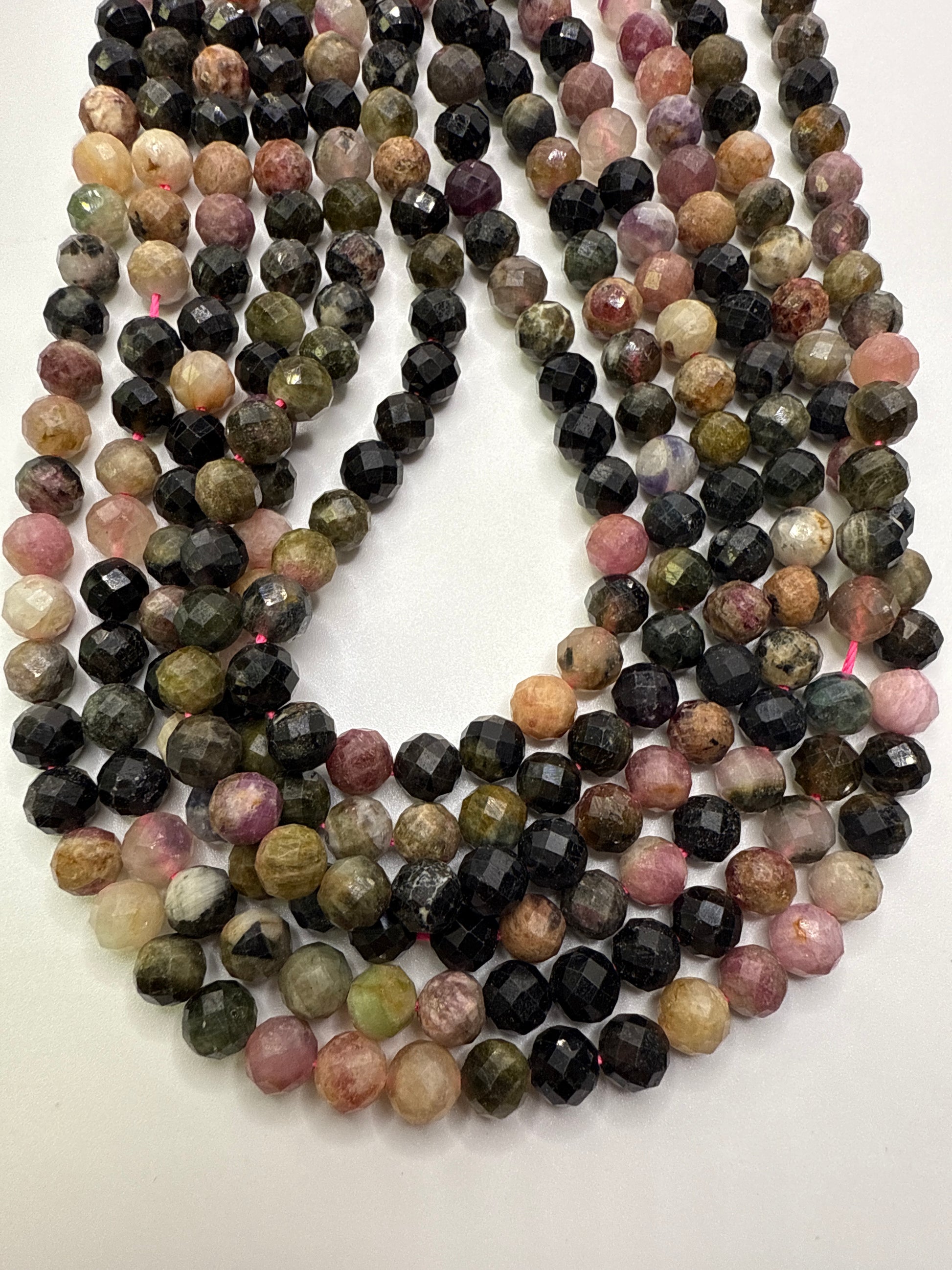 6mm Watermelon Tourmaline Faceted Round.