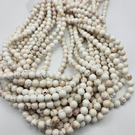 6mm White Buffalo Round Bead Strand.