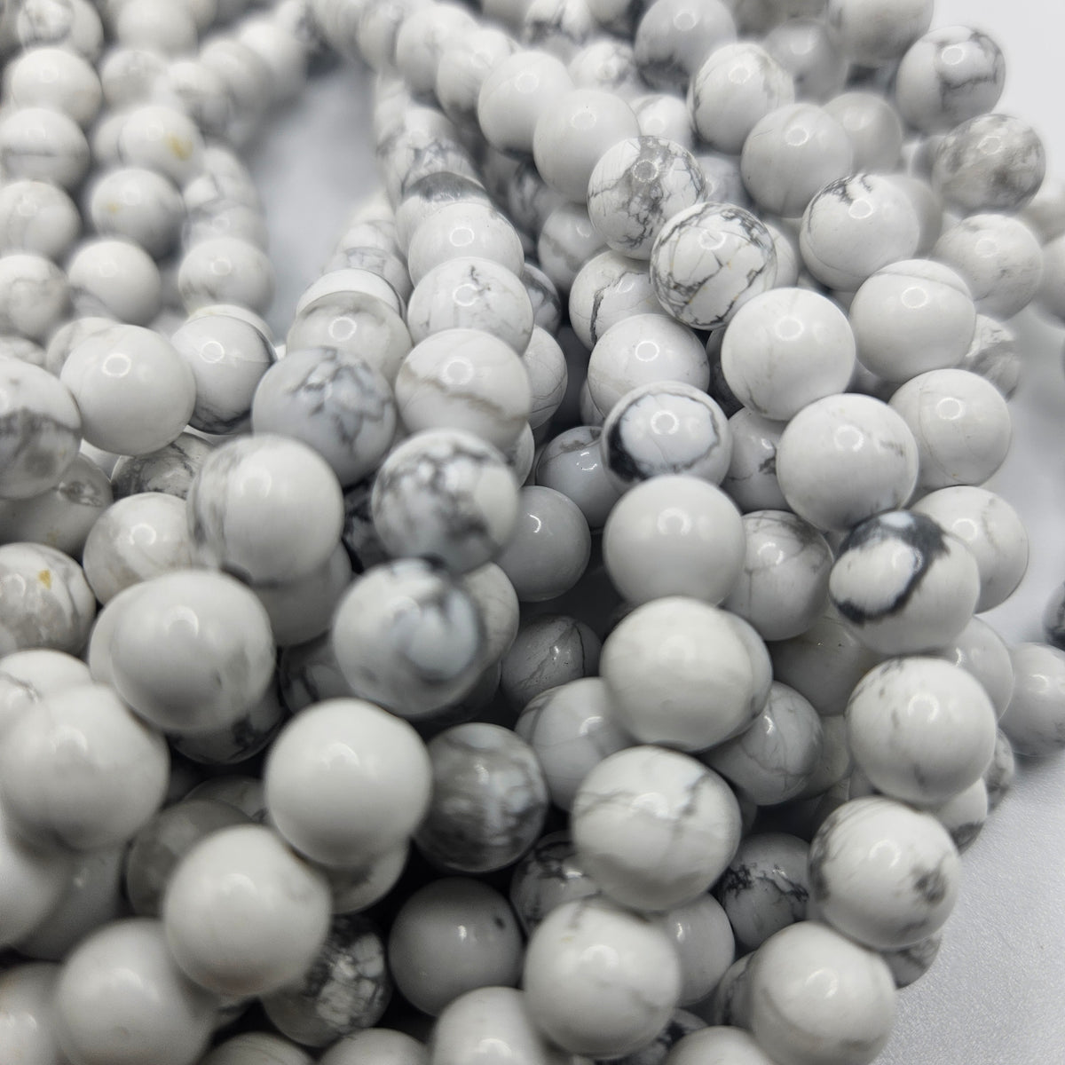 6mm White Howlite Bead Strand.