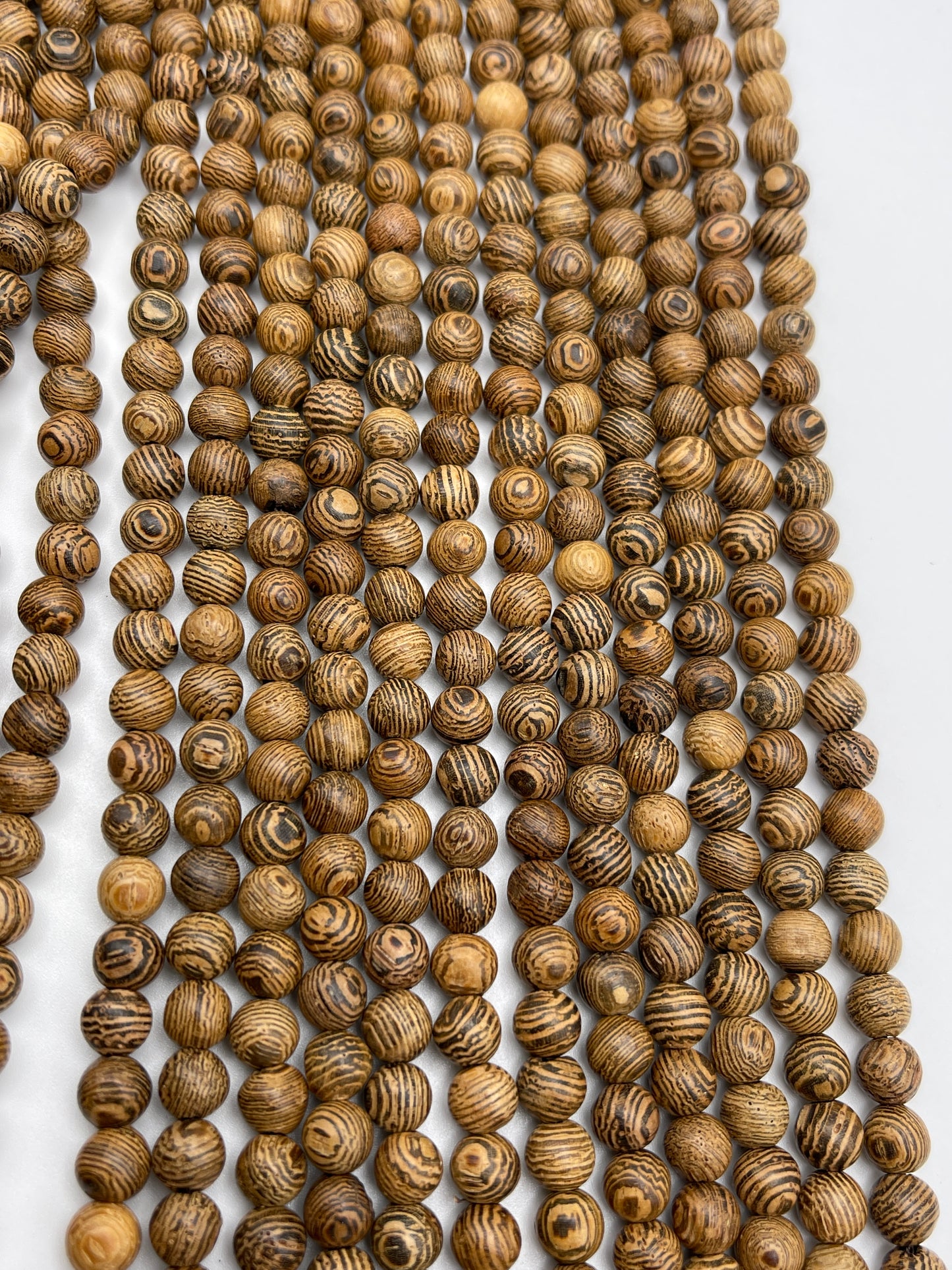 6mm Wood Wenge Round Bead Strand.