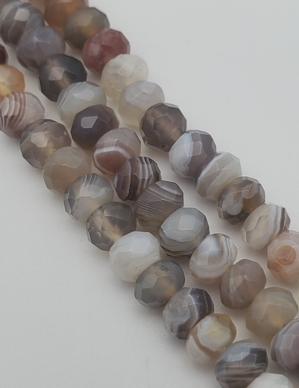 6mmx4mm Botswana Agate Faceted Bead Strand.
