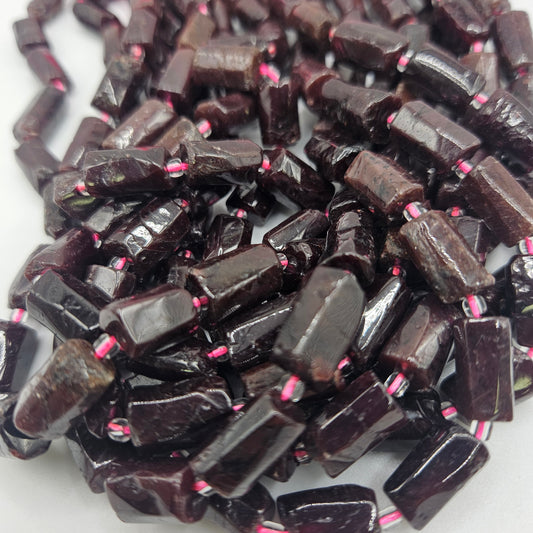6x8mm Garnet Rough Barrel Beads.