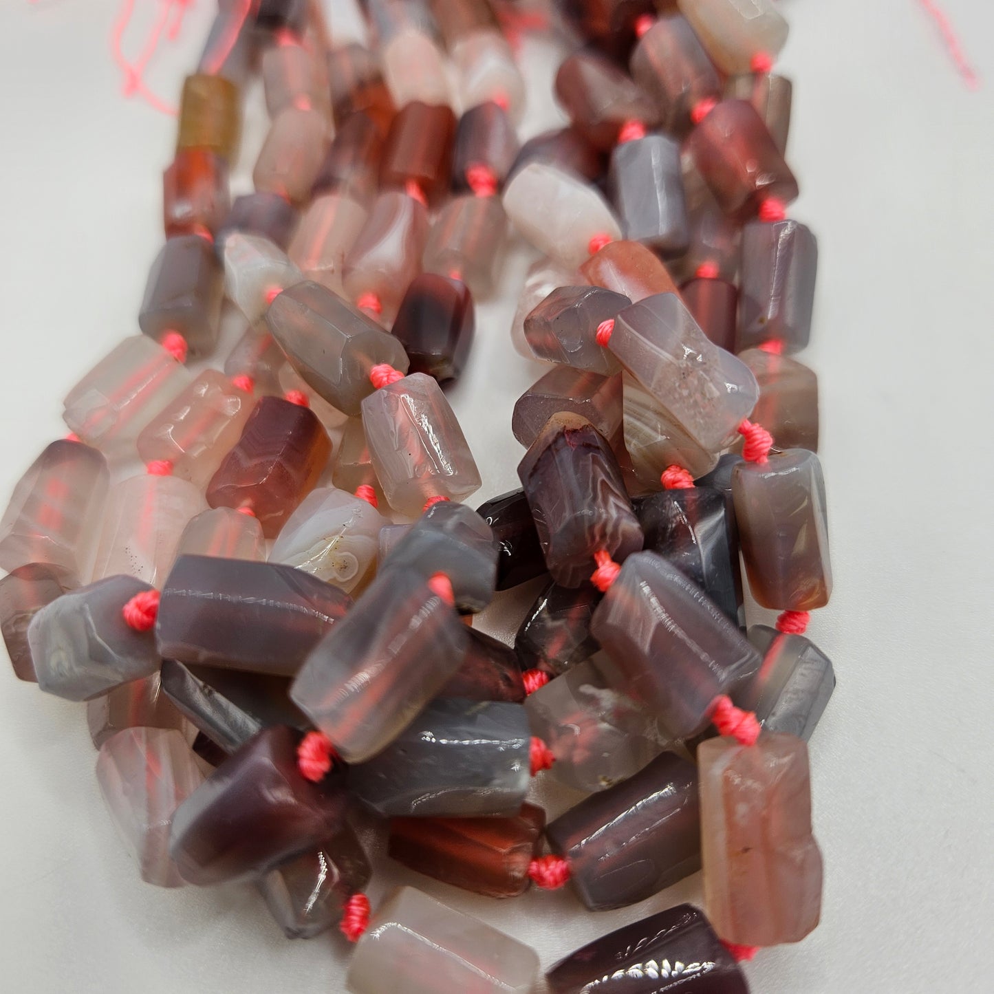 6x8mm Red Botswana Agate Rough Barrel Beads.