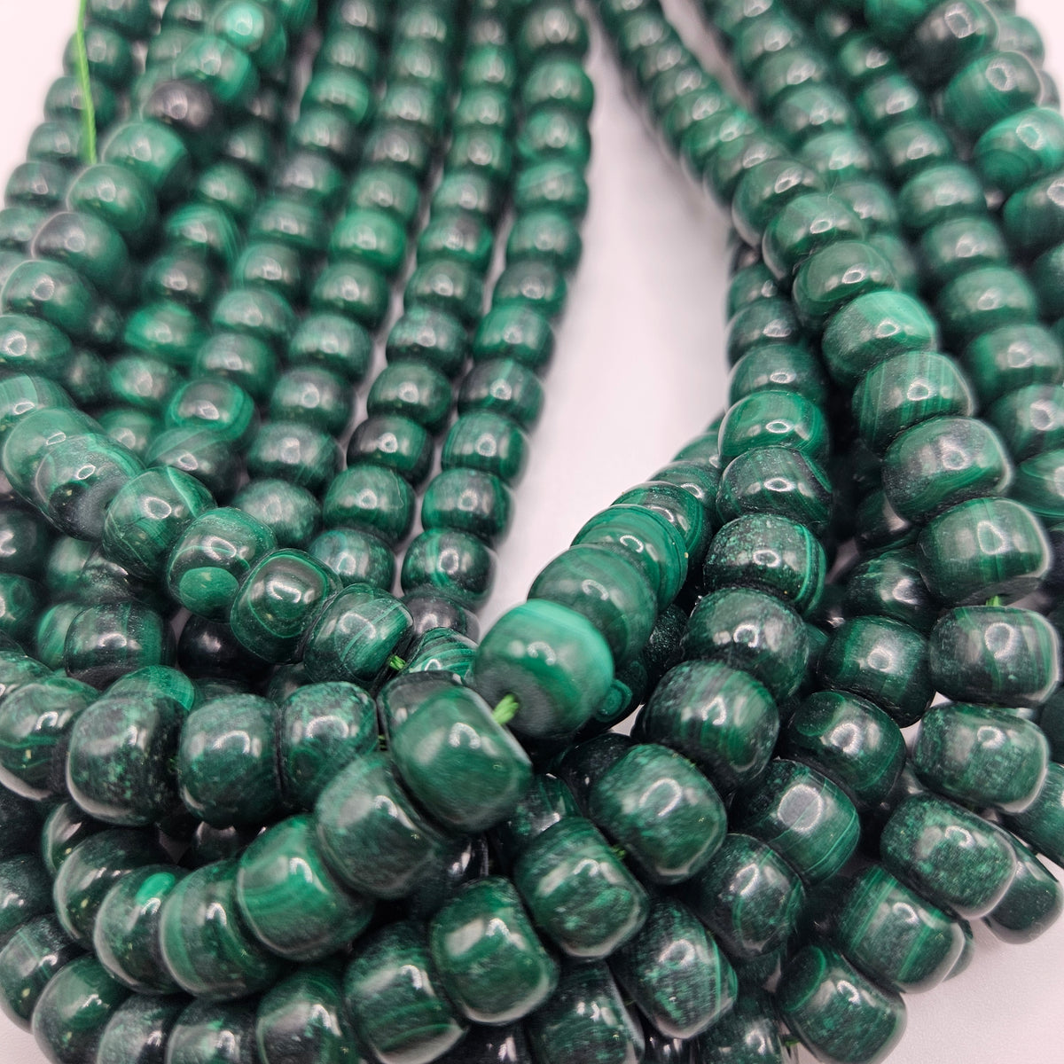 6x9mm Malachite Rondelle Bead Strand.