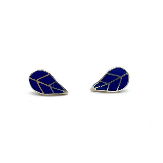 Inlay Leaf Stud Earring Peruvian Silver