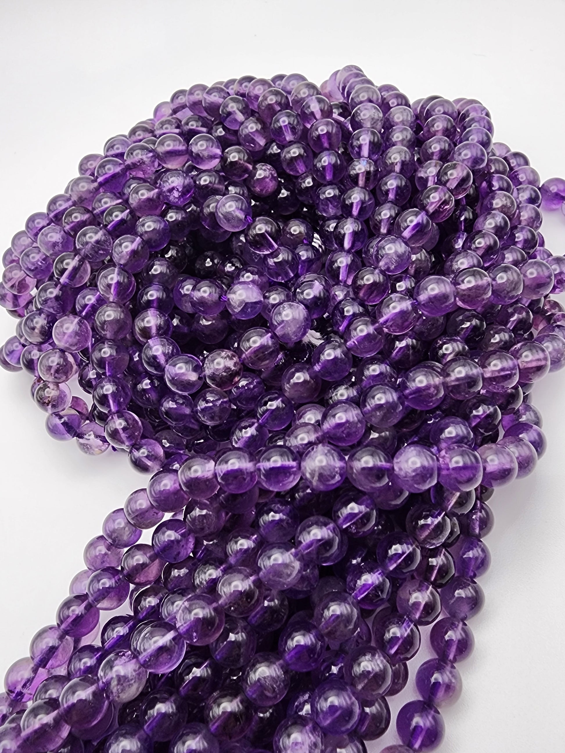 7mm Amethyst Round Bead Strand.