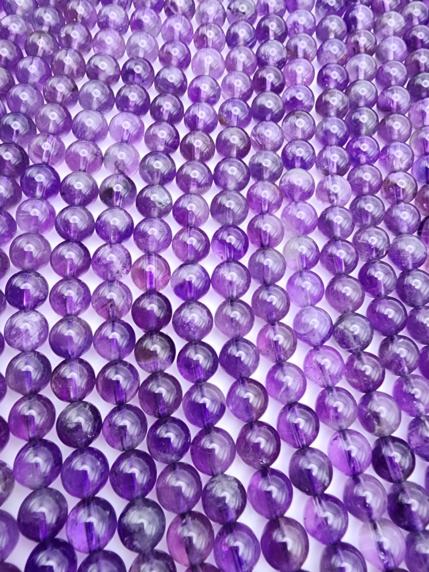 7mm Amethyst Round Bead Strand.
